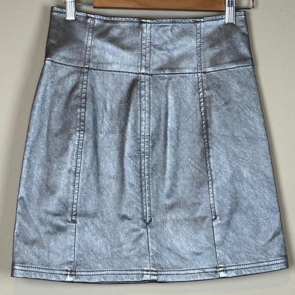 Free People Silver Mini Skirt - Picture 1 of 5
